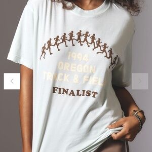 By Anthropologie/Back When Light Green Graphic Tee. New with tags.